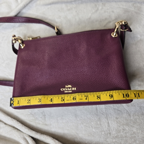 Coach Mia Crossbody Pebbled Leather Bag in Dark Berry Burgundy EUC Auth. F76645 - Picture 11 of 15